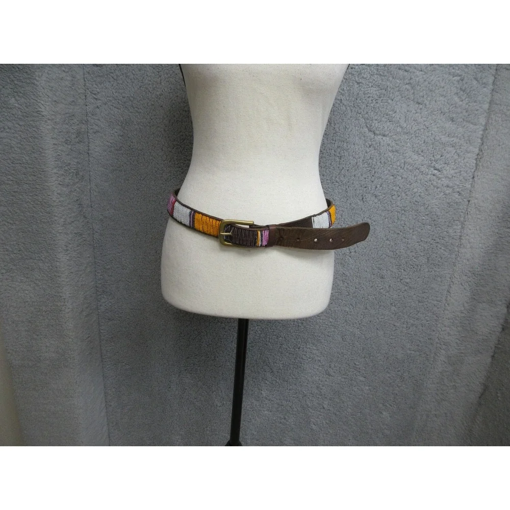 Beaded Leather Belt Women S Brown Multicolor Boho Western Ethnic Coast Artisan